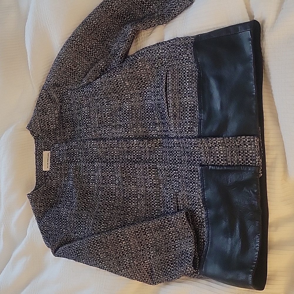 Club Monaco Collarless Jacket Leather Bottom Size Small